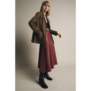 ZARA ZW COLLECTION LEATHER EFFECT MIDI SKIRT